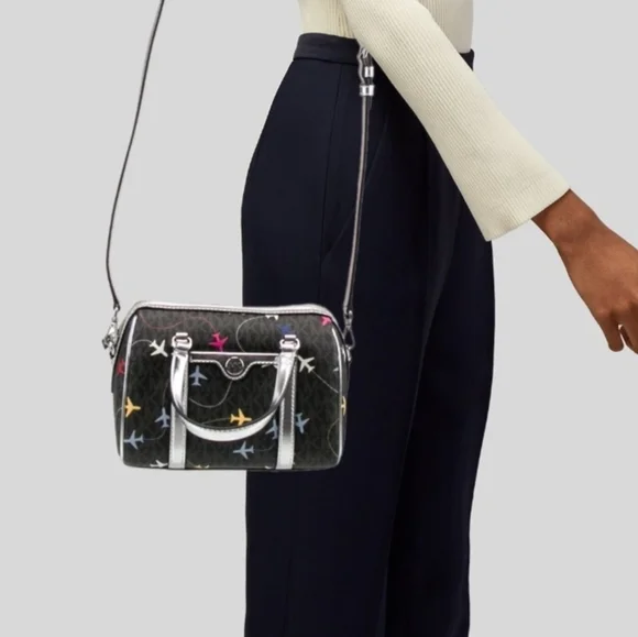 Michael Kors Small Airplane Logo Black Crossbody - Picture 9 of 10